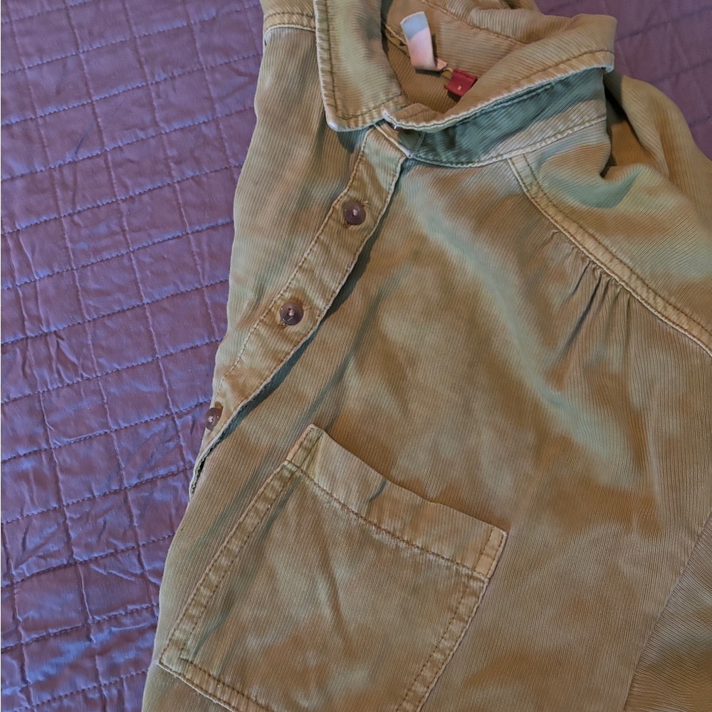 Pilcro womens small bright Green button down heavy weight Shirt - Picture 3 of 4